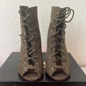 Suede lace up booties